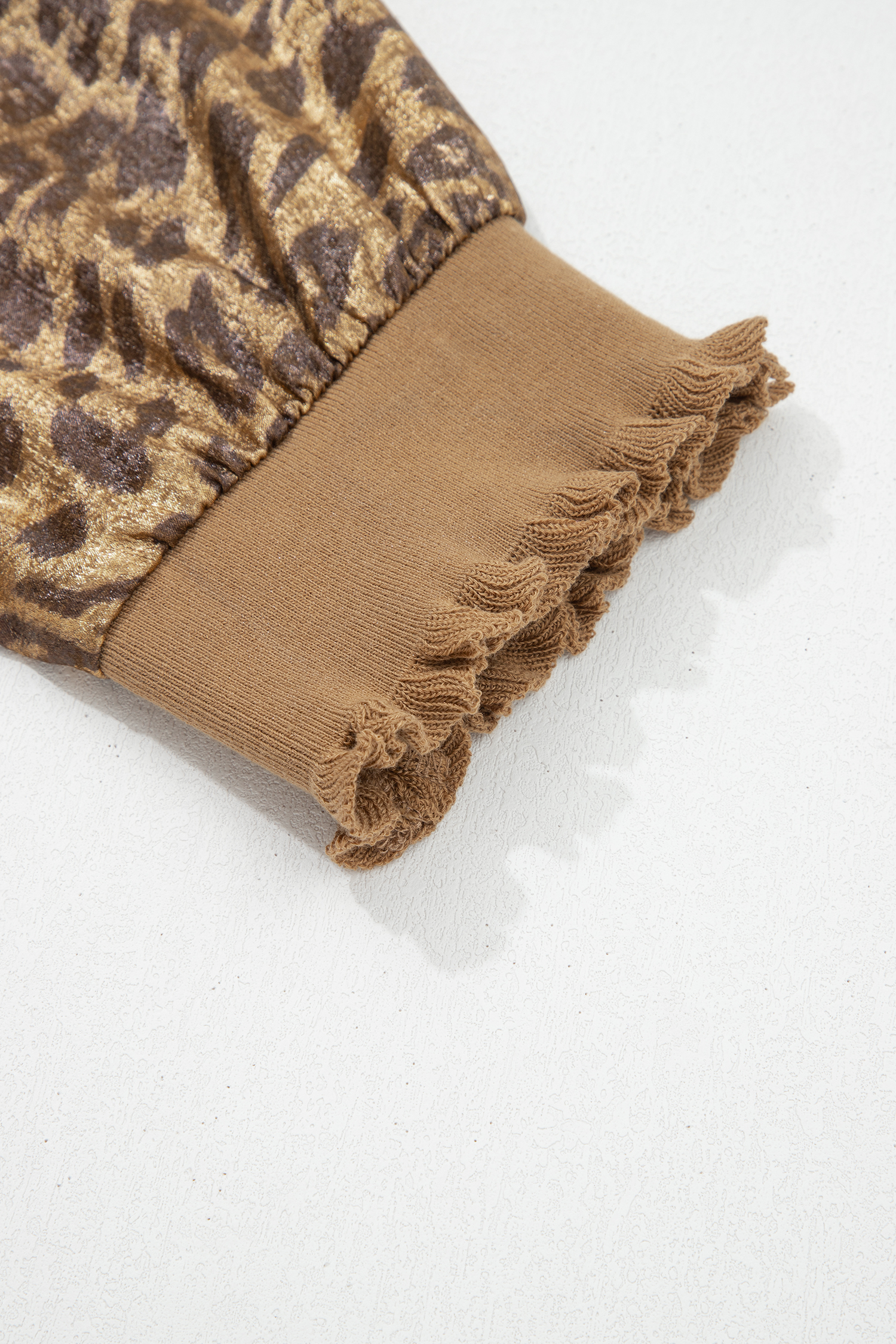 Gold  Half Sleeve Metallic Leopard Print Blouse