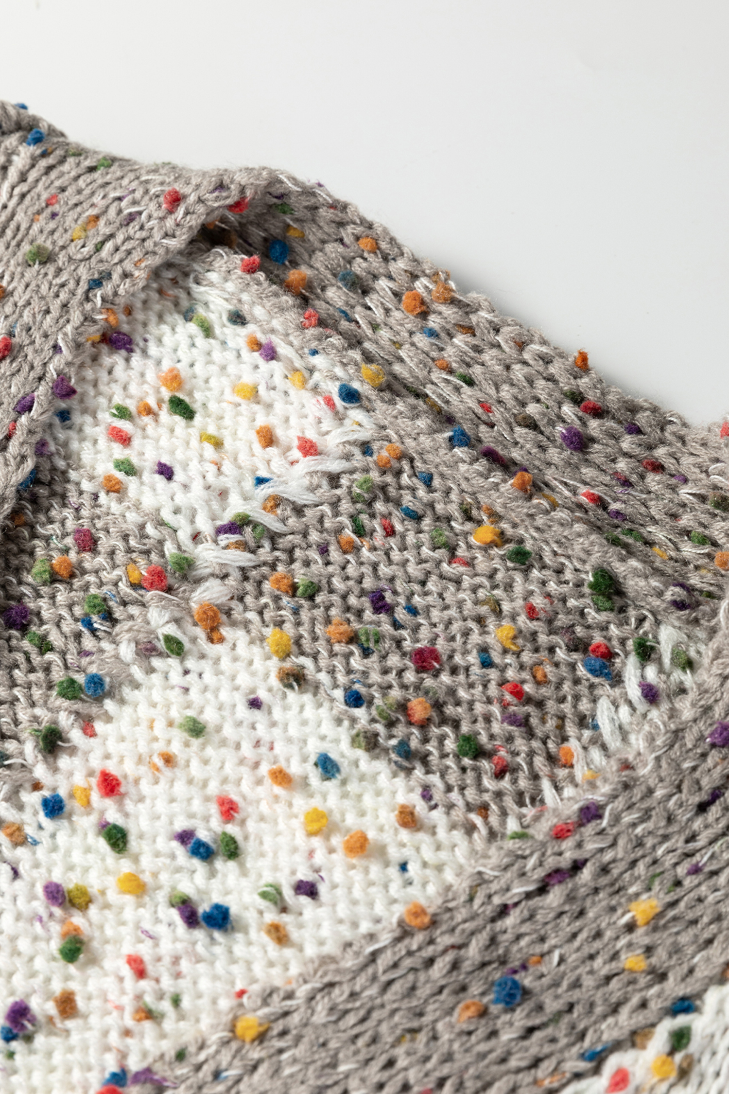 Brown Confetti Dot Checkered Print Open Cardigan with Pockets