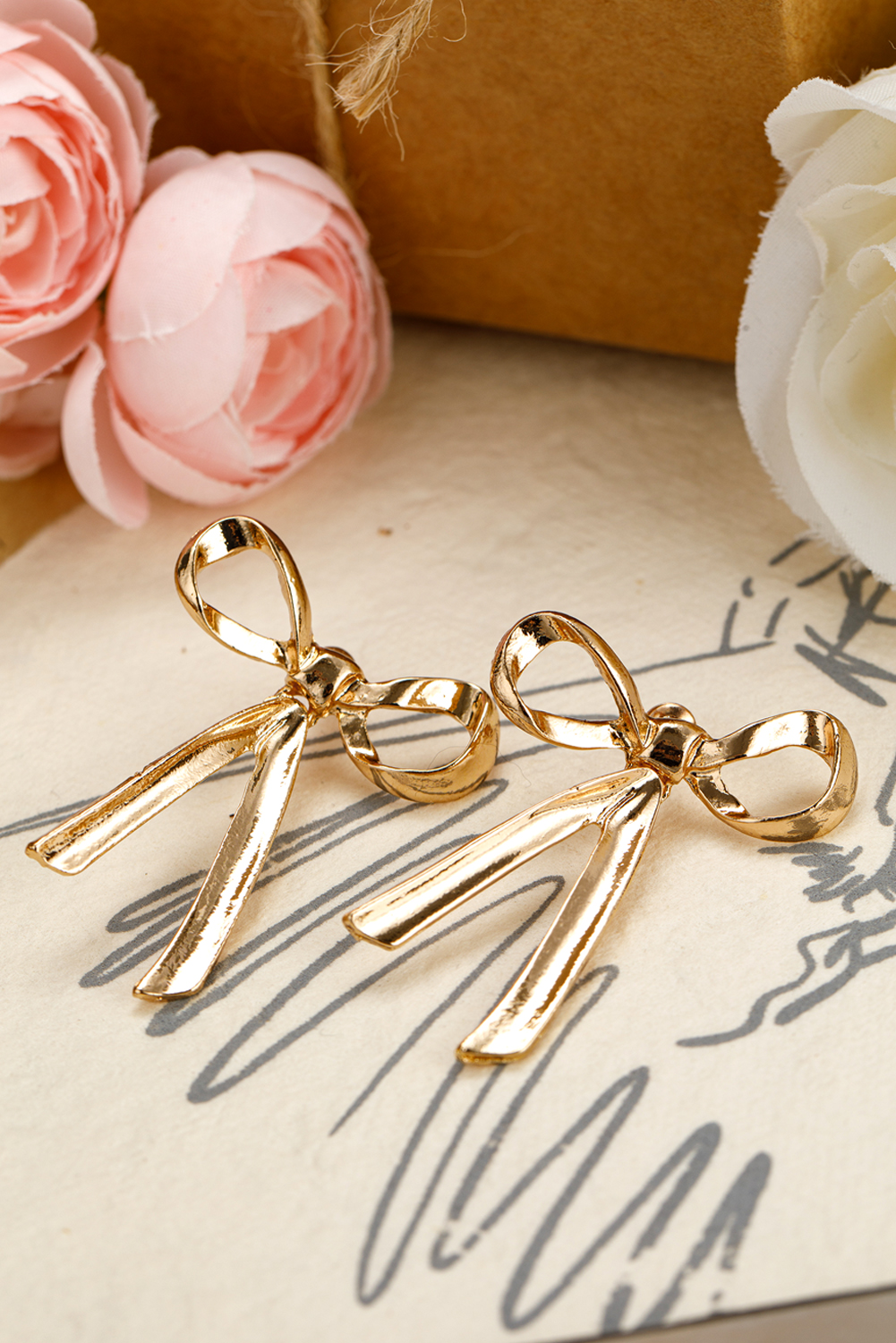 Gold Bow Knot Plated Alloy Stud Earrings