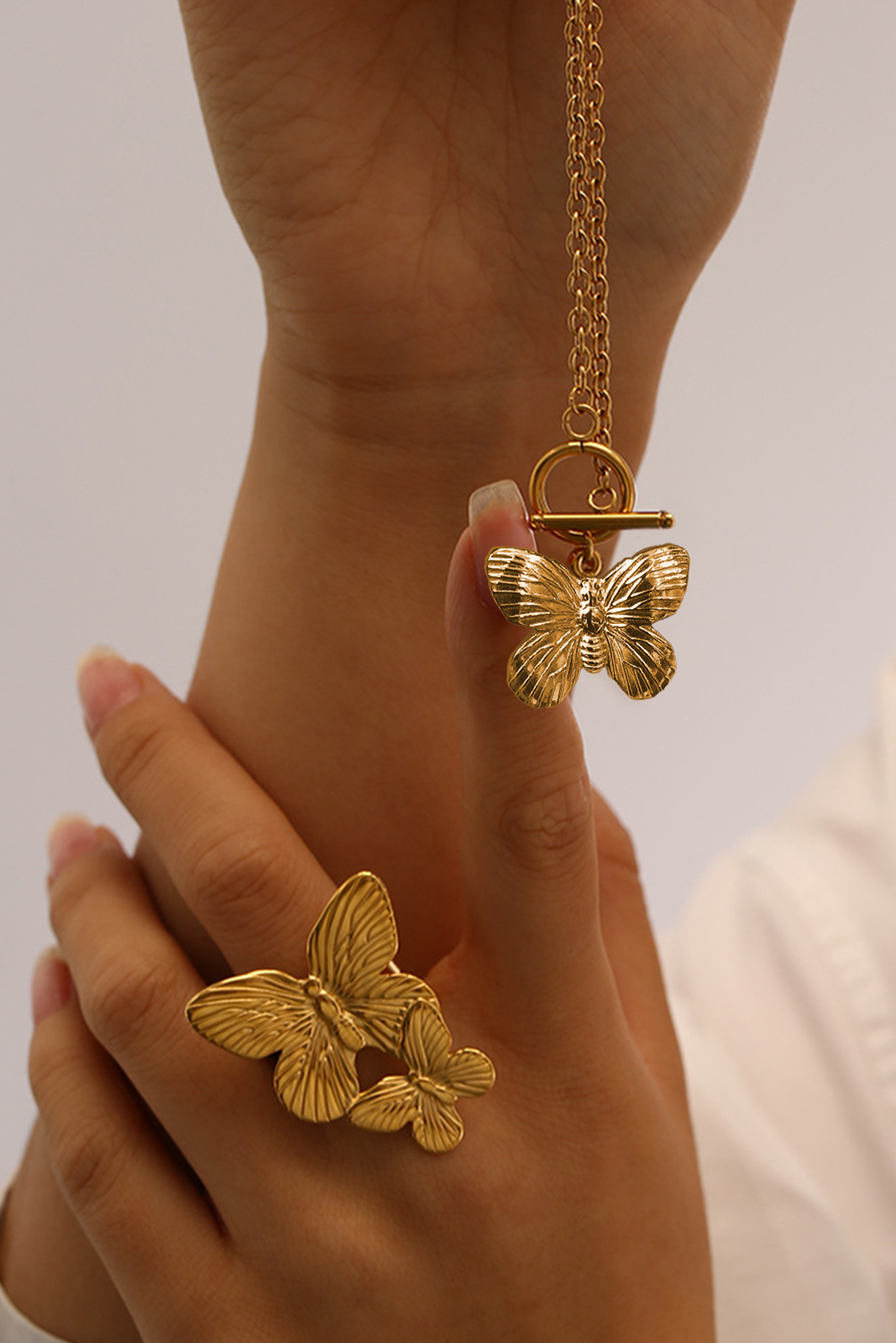Gold Butterfly Pendant Plated Alloy Necklace