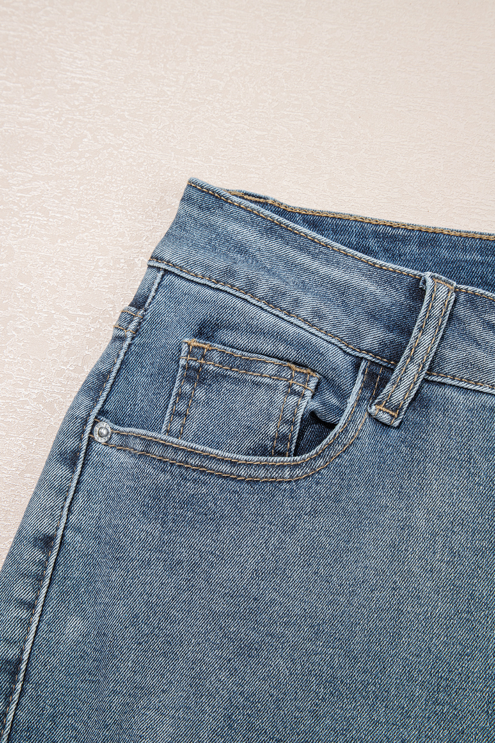 Beau Blue Slightly Distressed Ankle-length Straight Jeans