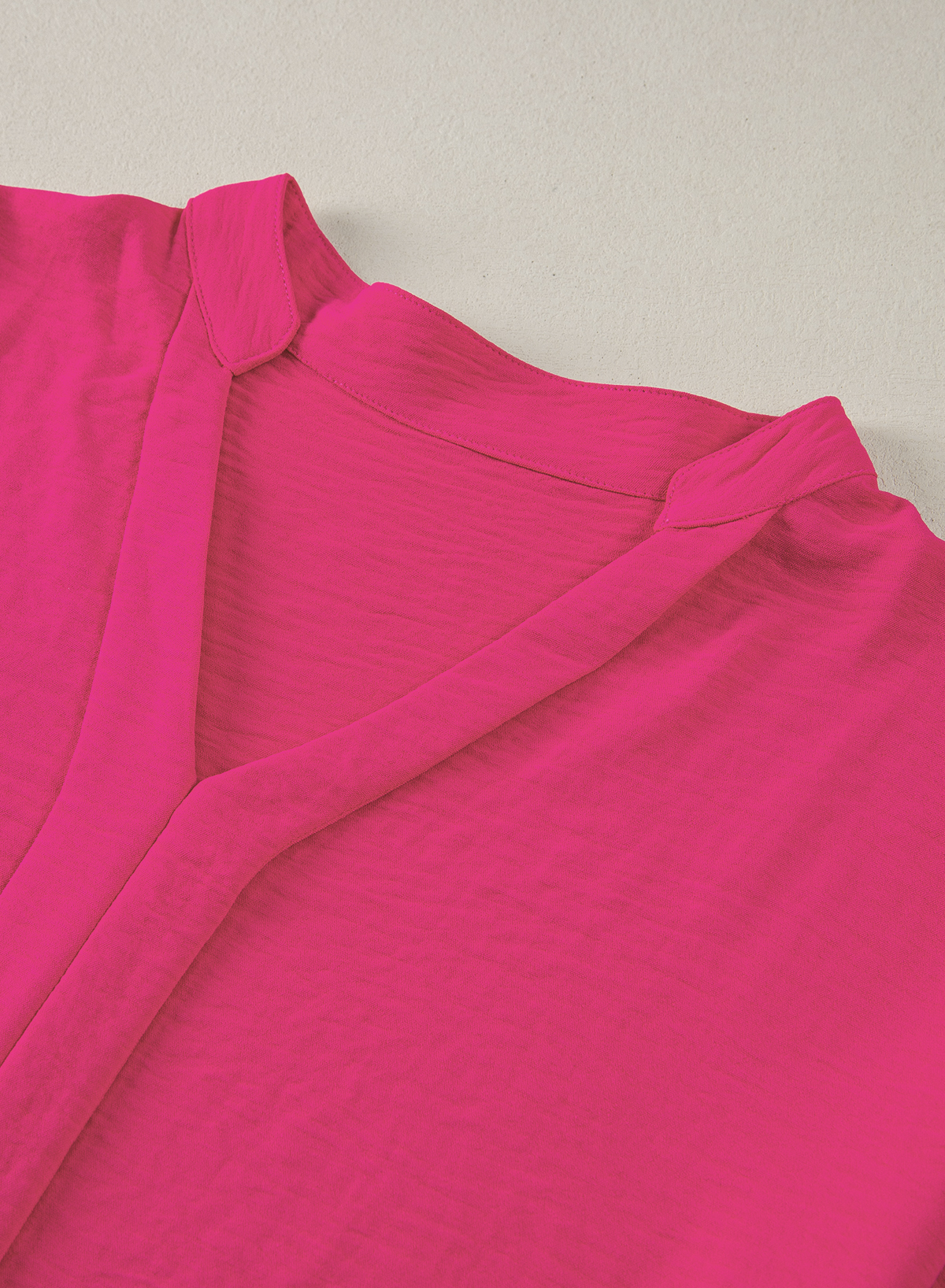 Black Notched Neck Batwing Sleeve Lightweight Blouse