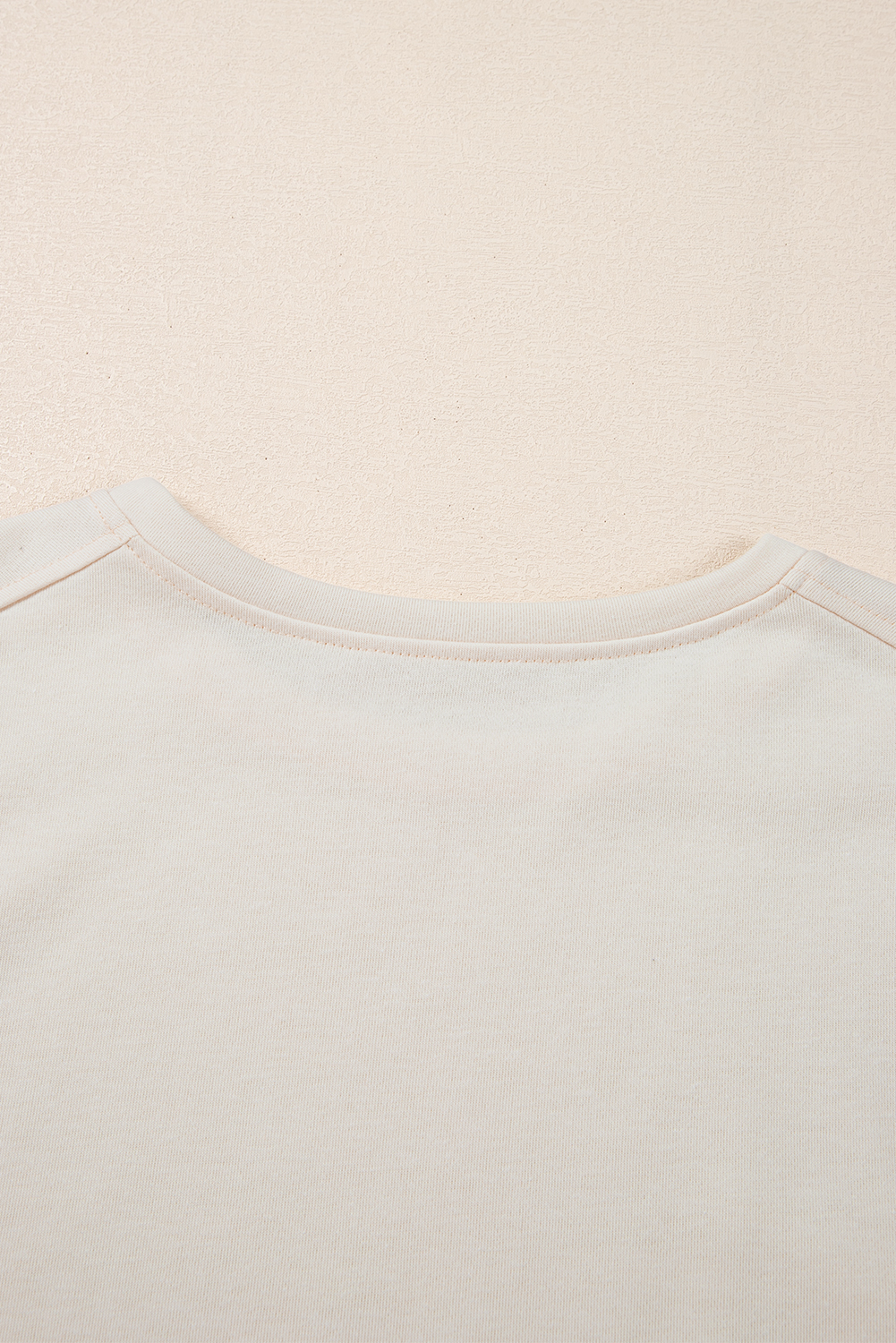 White Pearled Puff Sleeve Round Neck Loose Top