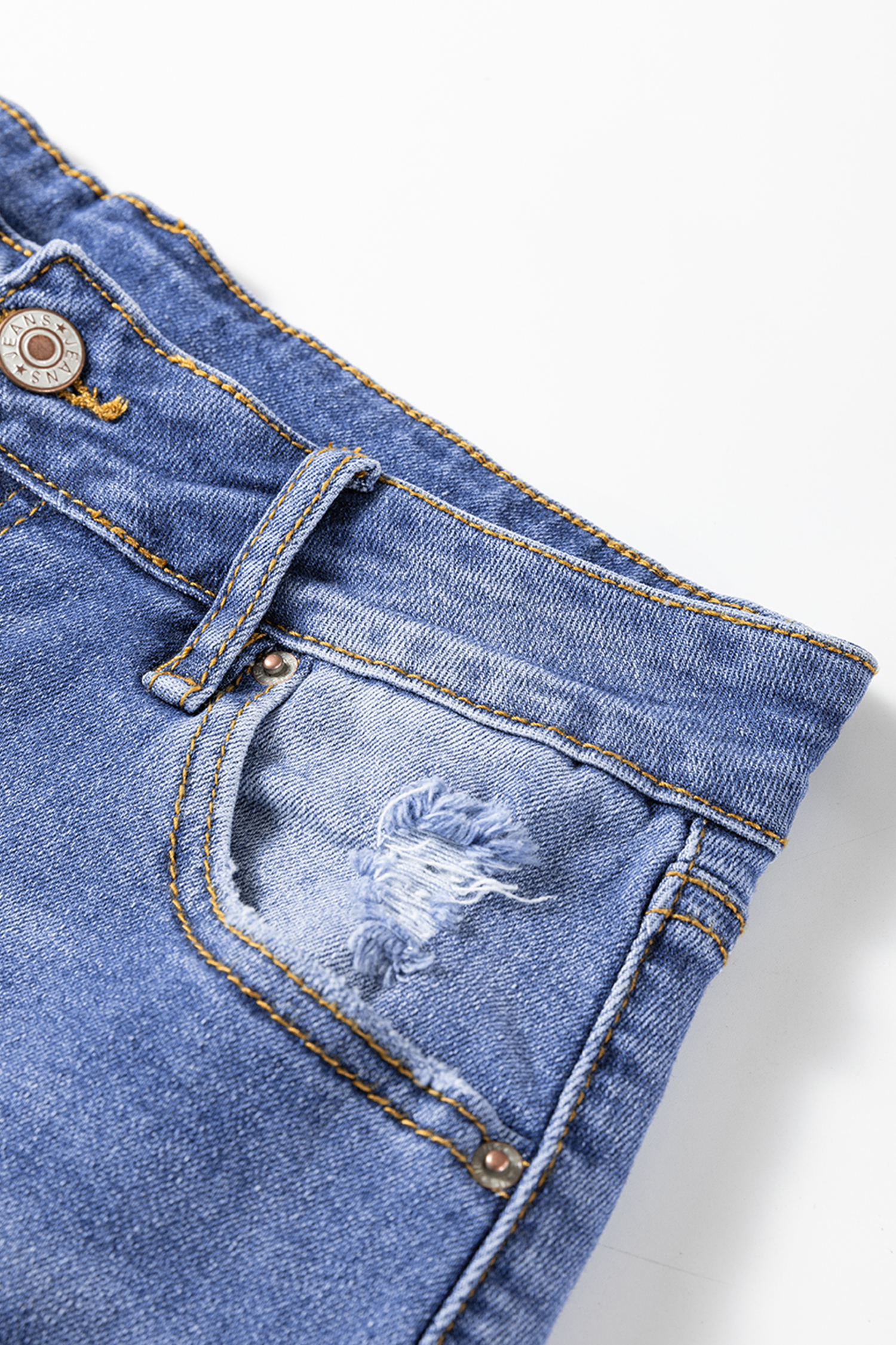 Myosotis Mid Rise Distressed Sneak Peek Straight Leg Jeans