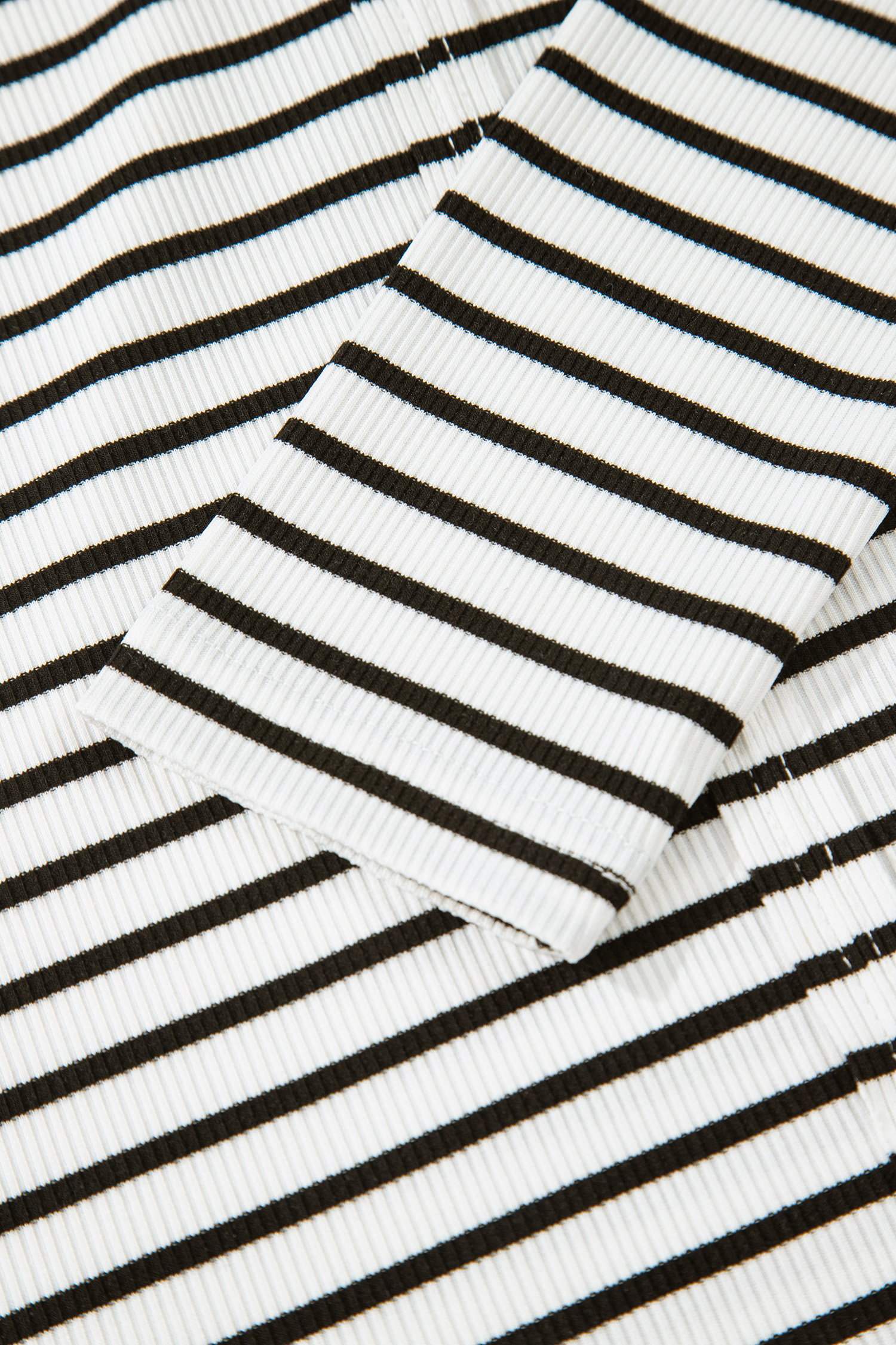 Black Stripe Ribbed Knit Half Button Long Sleeve Slim Top