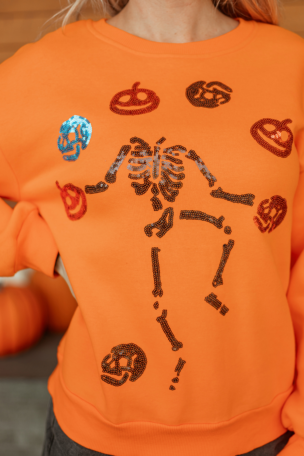 Carrot Dancing Critters Sequin Halloween Crewneck Sweatshirt