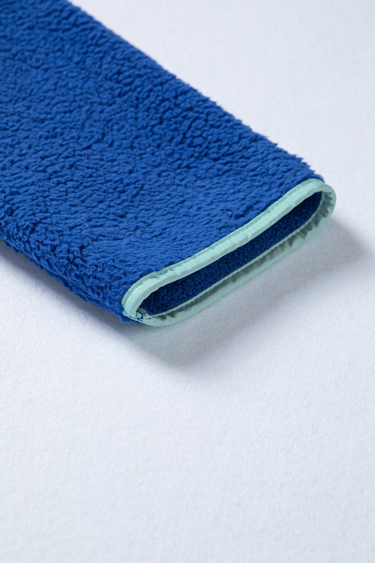 Sky Blue Sherpa Half Zip Contrast Trim Pullover Hoodie