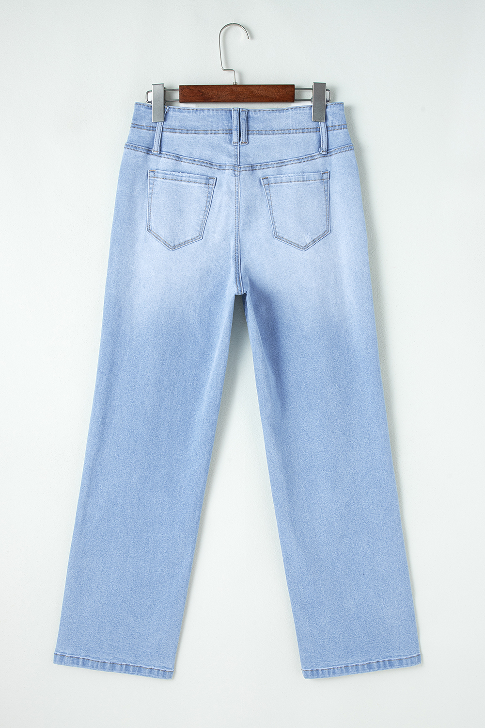 Beau Blue Loose Straight Leg Cropped High Waist Jeans