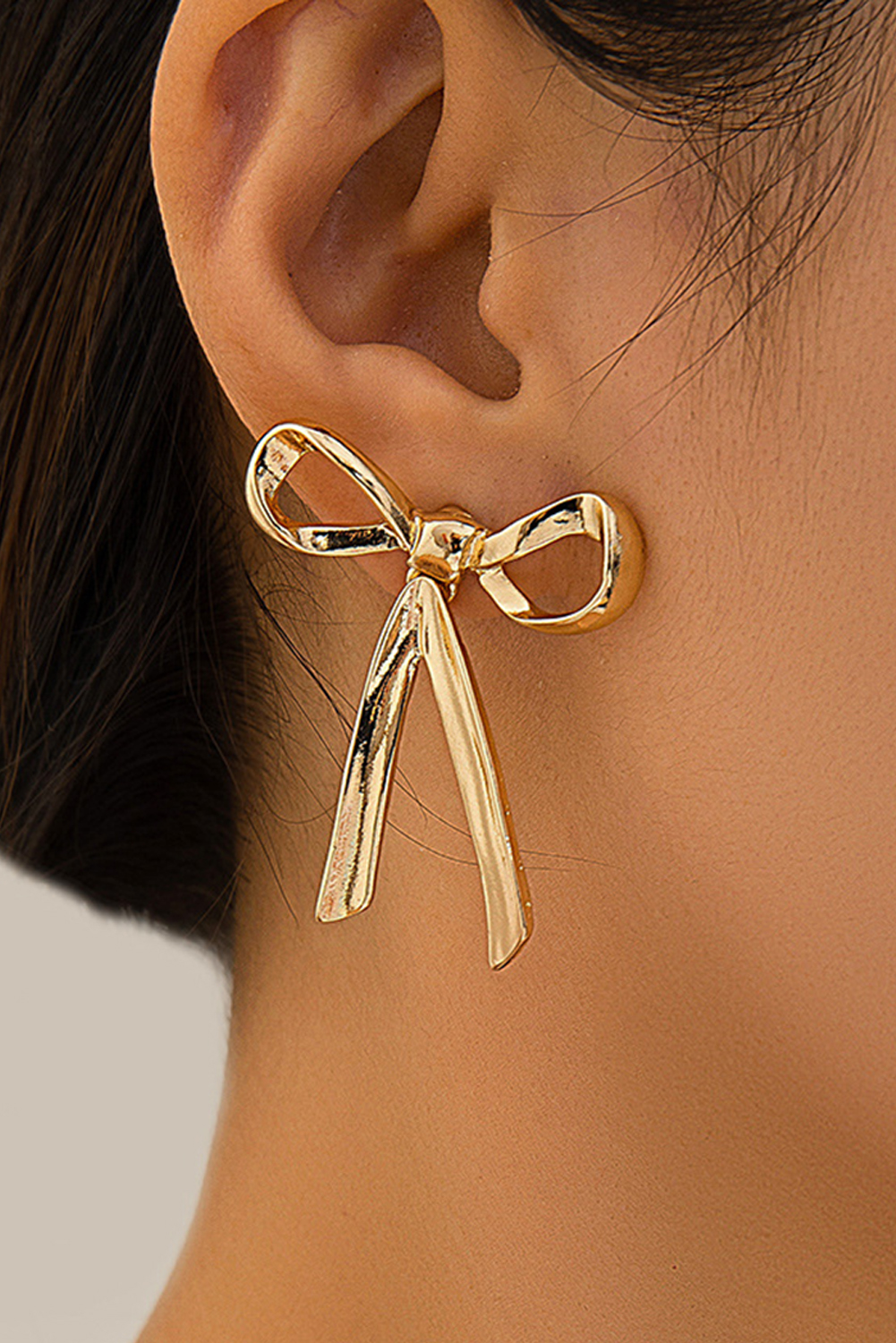 Gold Bow Knot Plated Alloy Stud Earrings