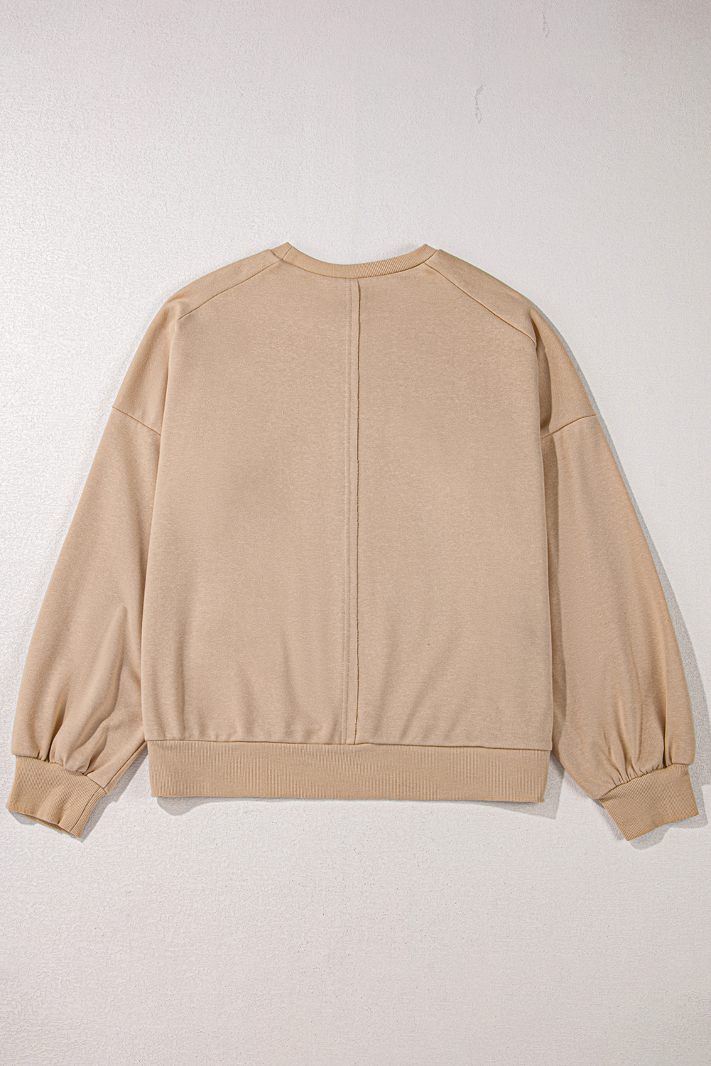 Beige Flower Patch Graphic Exposed Seam Wide Sleeve Top