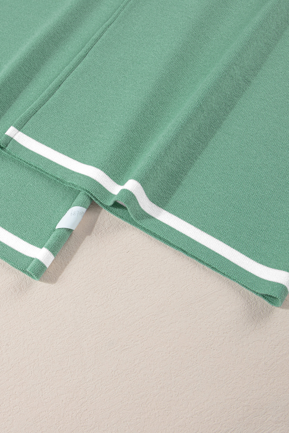 Blackish Green Contrast Trim Half Sleeve Top Drawstring Pants Loose 2pcs Sweater Suit