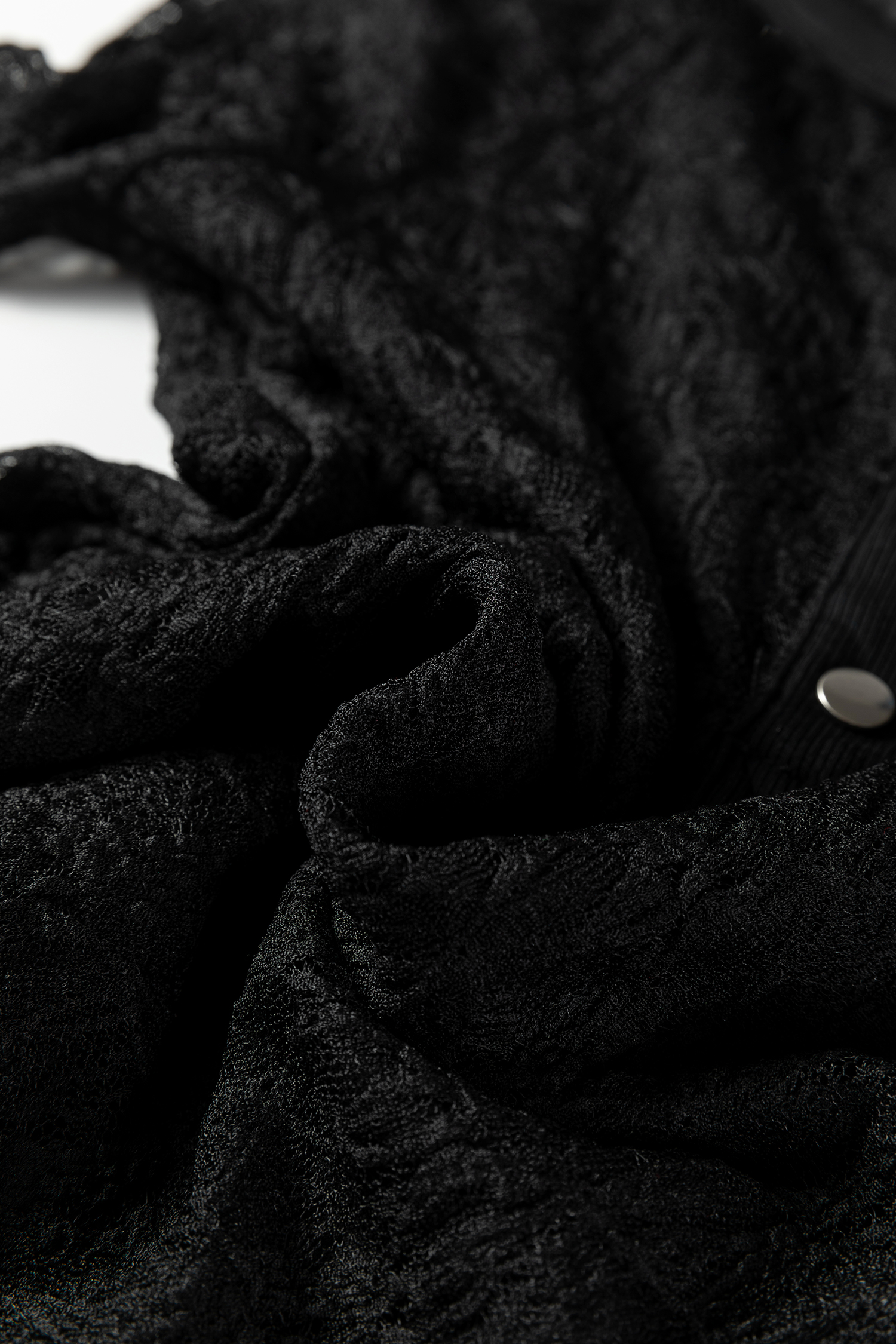 White Sheer Lace Long Sleeve Slim Henley Top