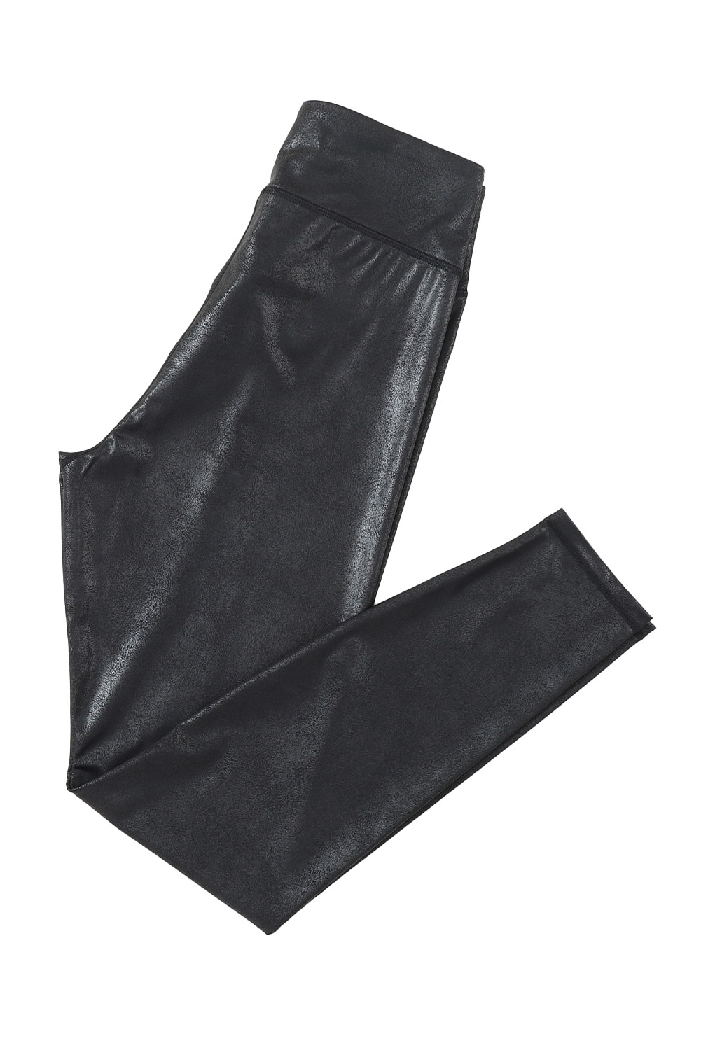 Dearlovers Black Crossed Dip Waist Sleek Leather Leggings