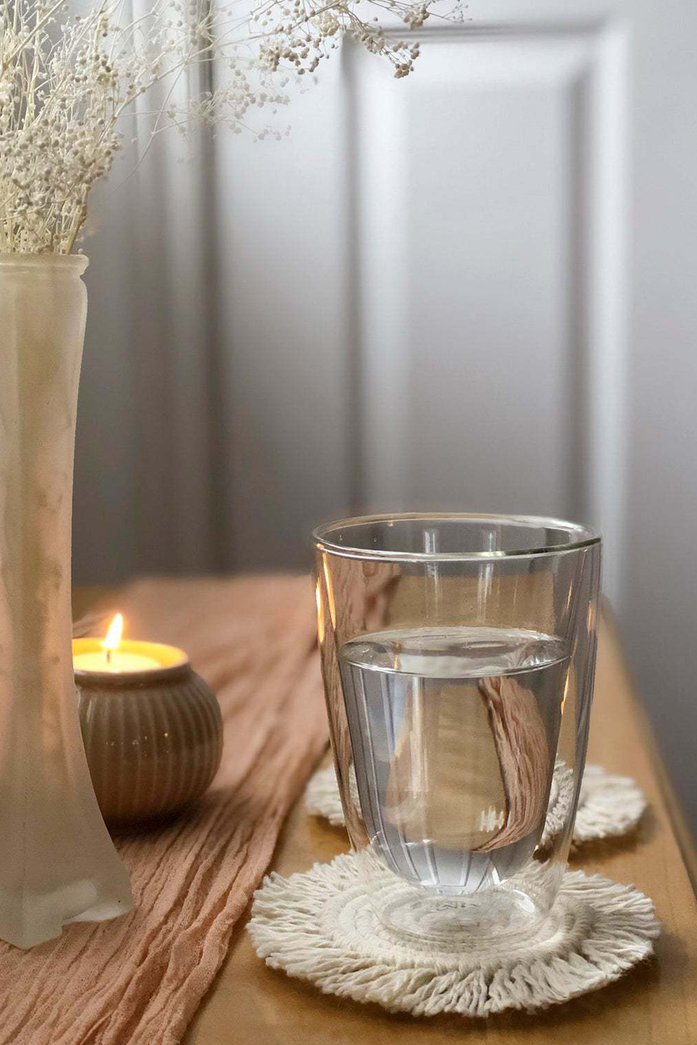 Beige Boho Tassel Macrame Coaster 15cm