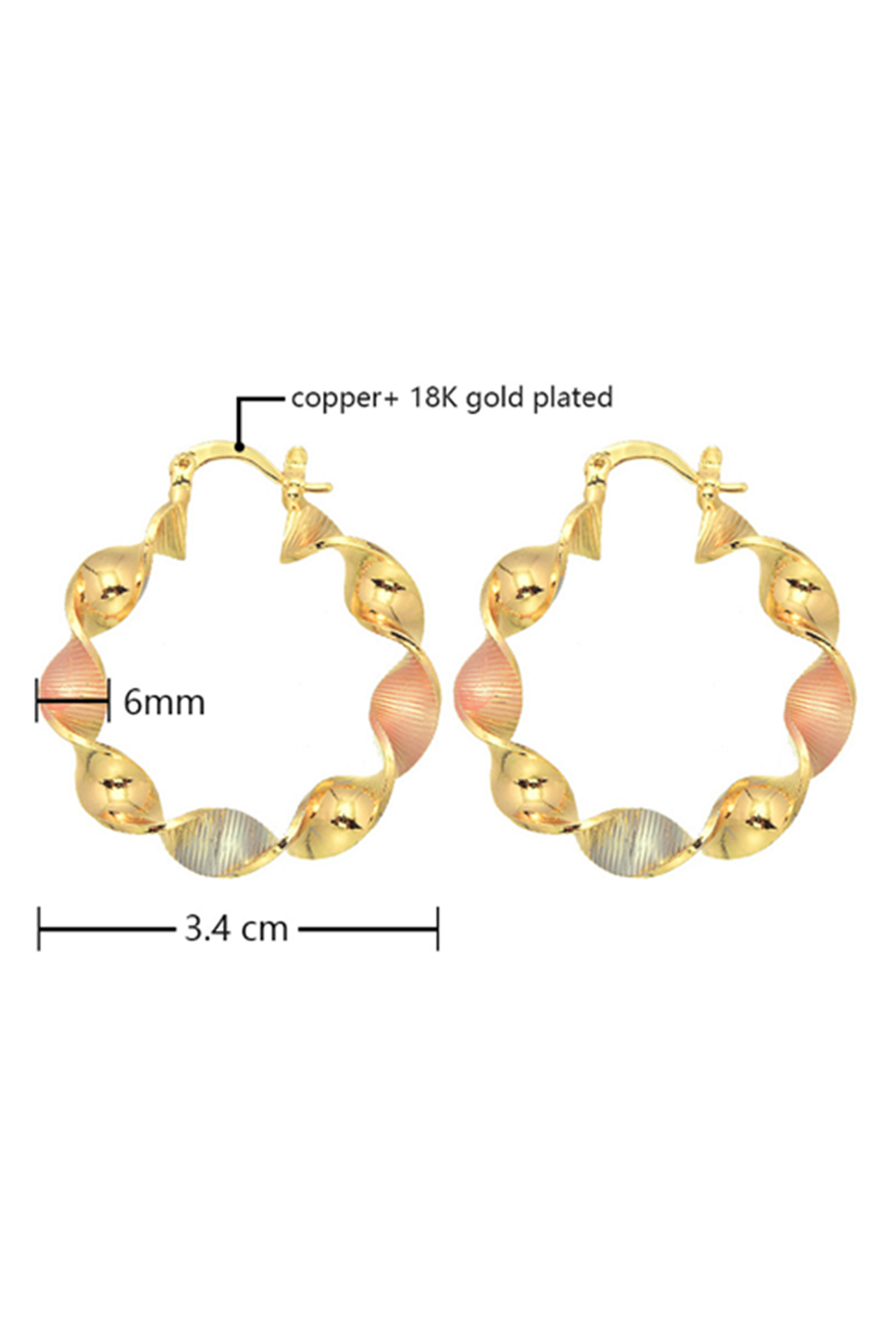Gold Twisted Plated Alloy Hoop Earrings
