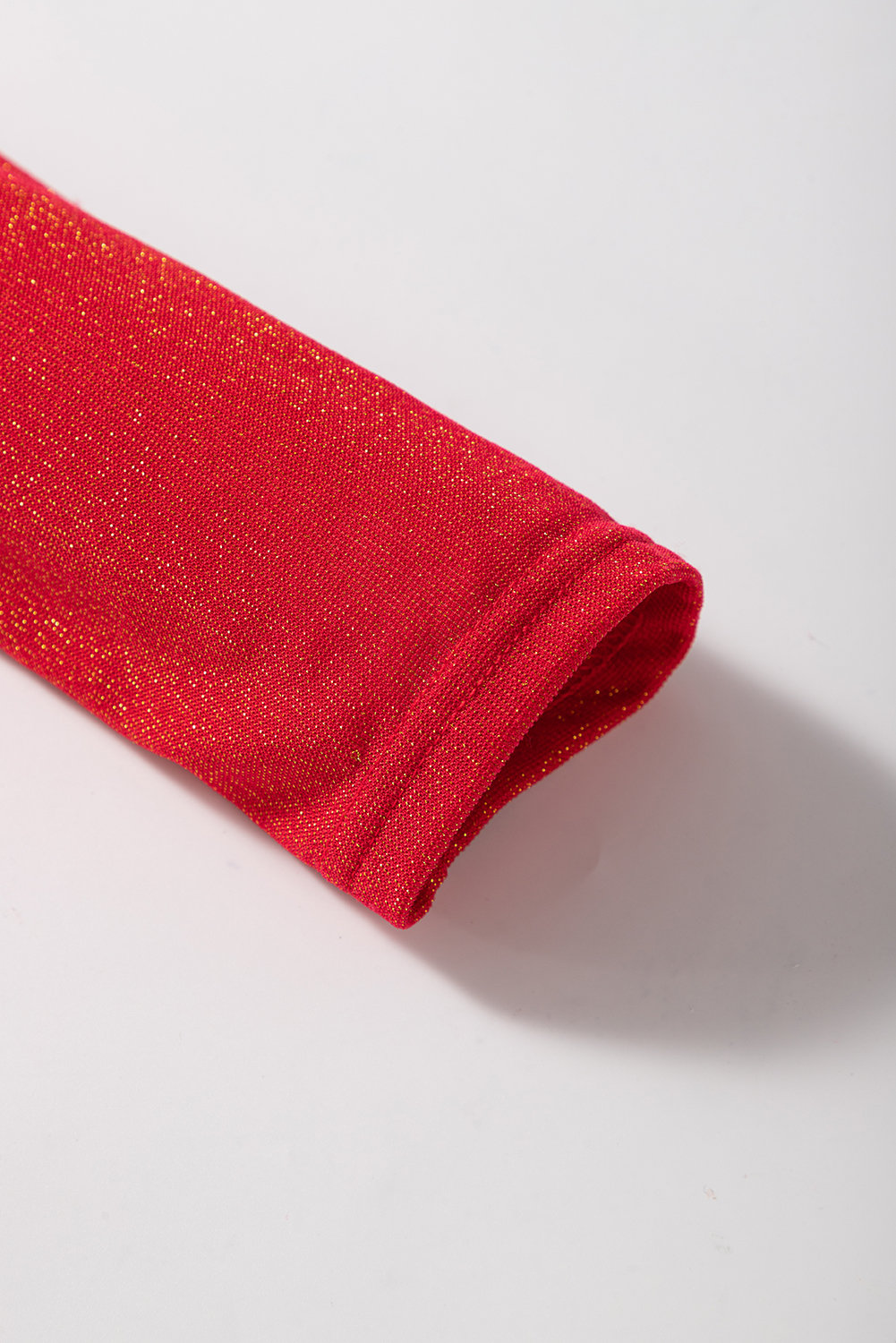 Red Metallic Bowknot Open Back V Neck Top