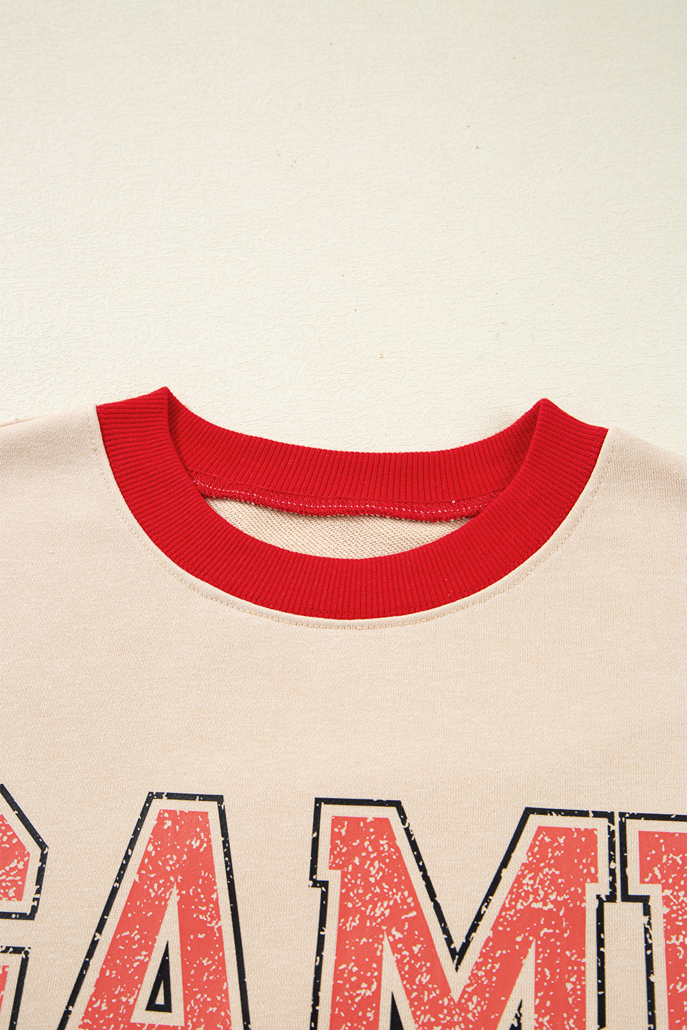 Black GAME DAY Letter Graphic Varsity Striped Detail Baggy Sweatshirt