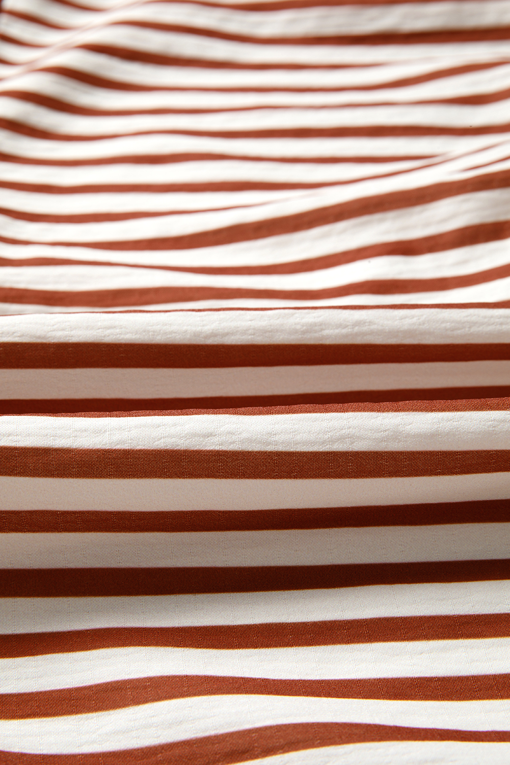 Brown Stripe Babydoll Long Sleeve Blouse