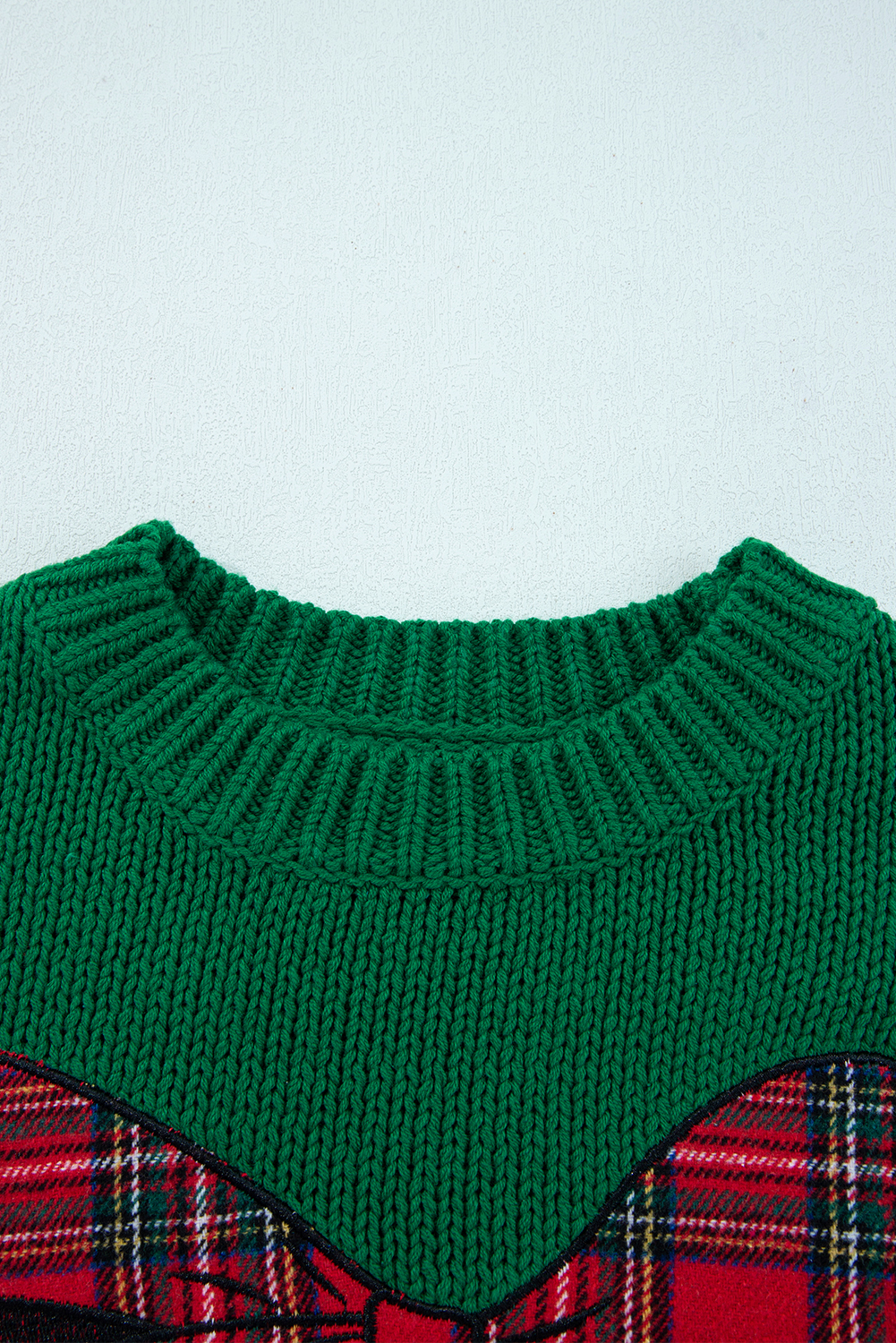 Evergreen Plaid Bow Graphic Christmas Sweater