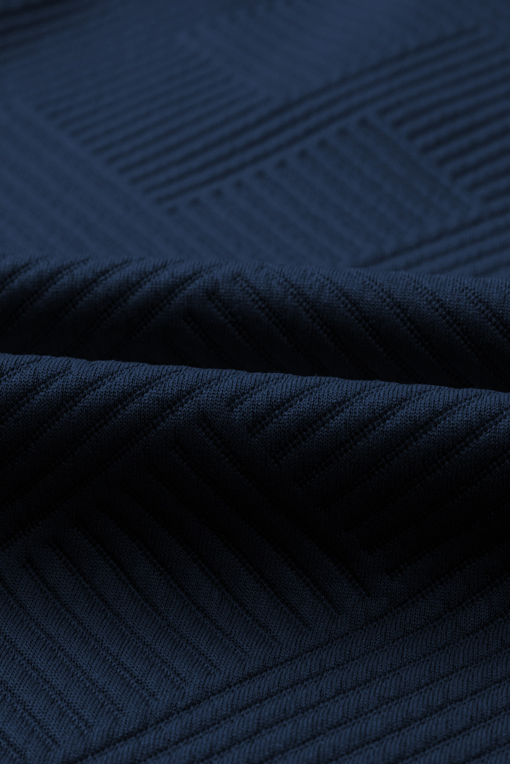 Sail Blue Solid Textured Collared V Neck Top and Wide Leg Pants Set