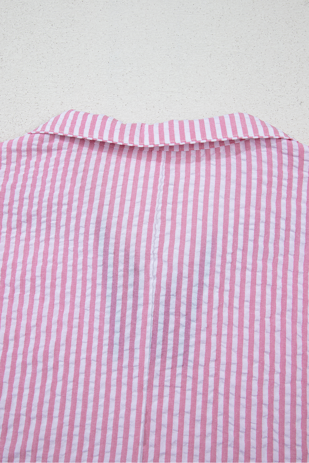 Sachet Pink Striped Print Contrast Split Neck Dolman Sleeve Blouse