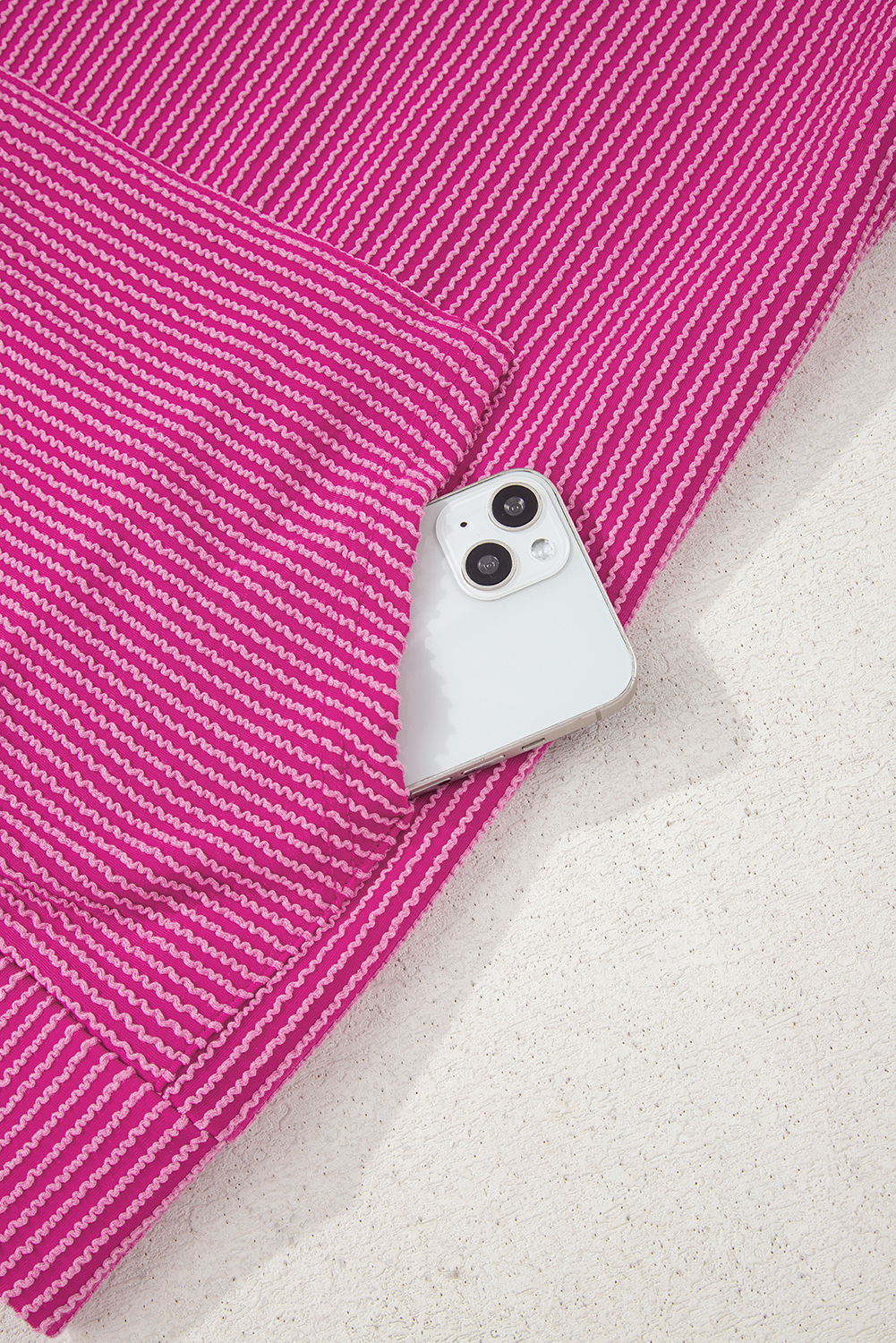 Smoke Gray Twisted Rib Texture Solid Hoodie