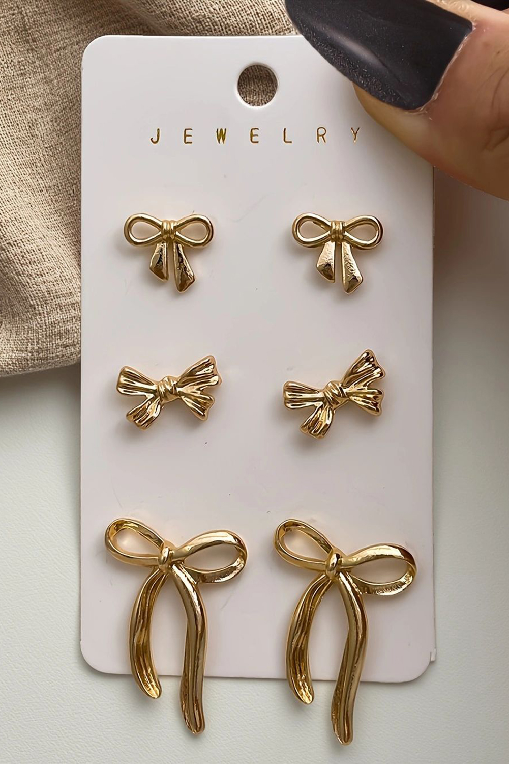 Gold Plated Stainless Alloy Bow Earring Set