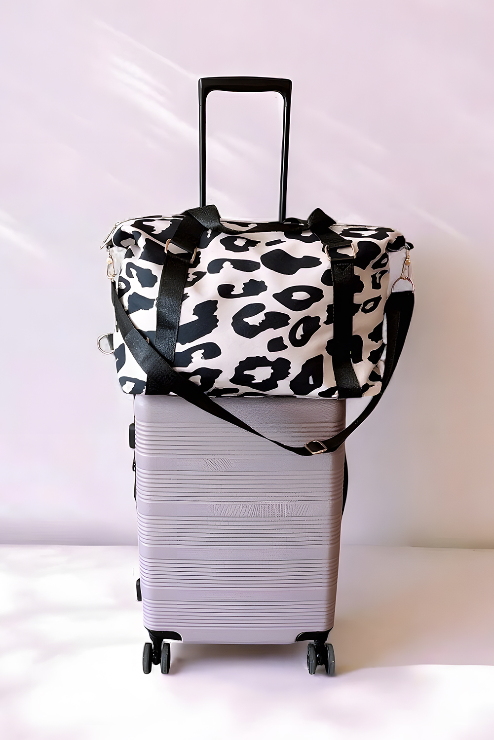 Bright Pink Leopard Print Large Travel Bag