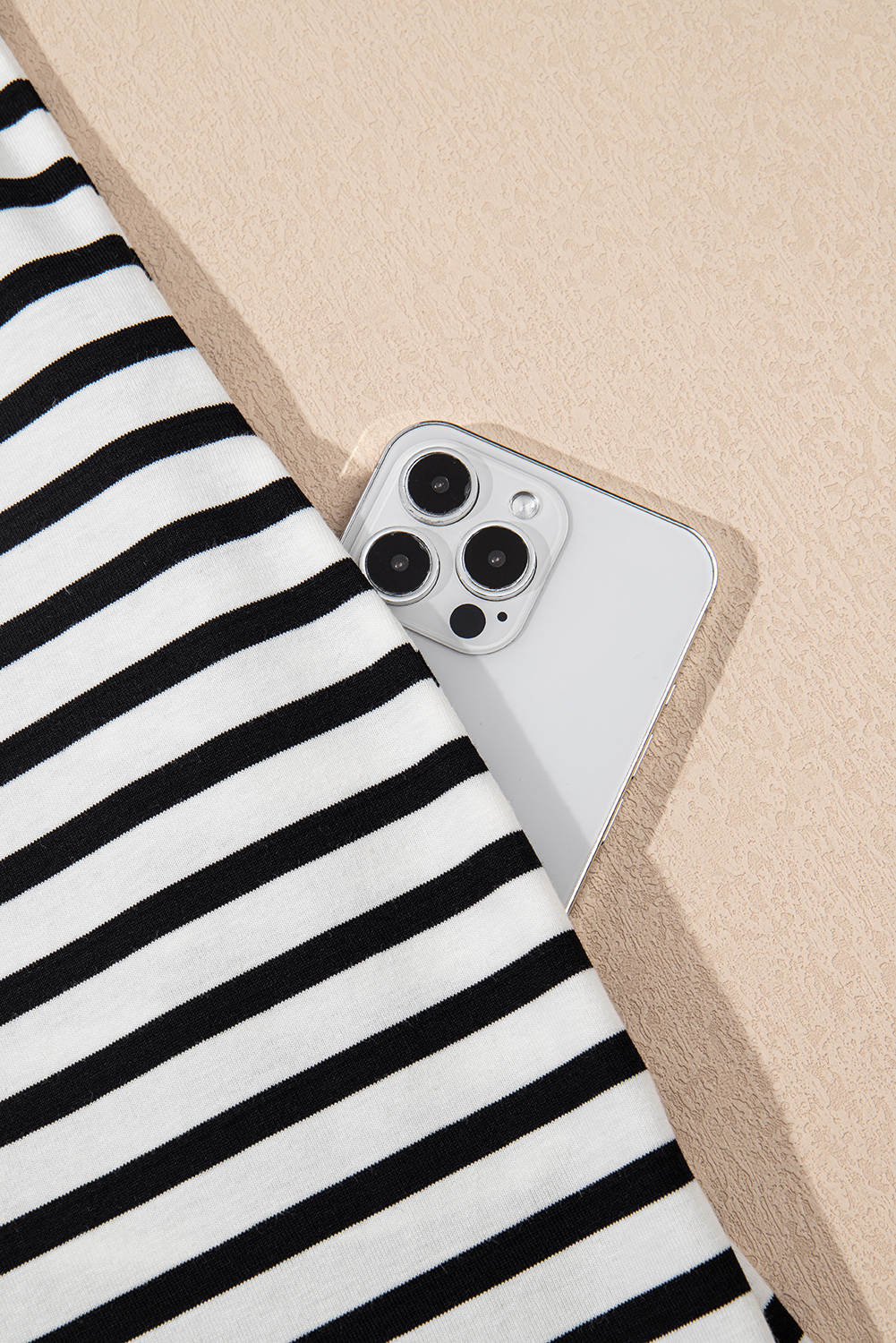 Black Stripe Contrast V Neck Collared Puff Sleeve T Shirt Mini Dress with Pockets