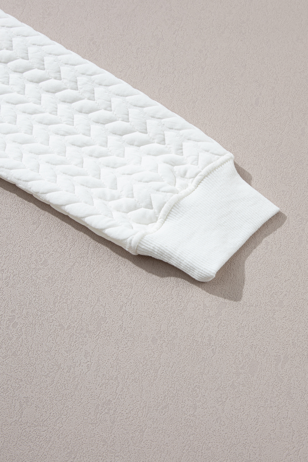 White LOVE Chenille Embroidered Cable Knit Pullover Sweatshirt