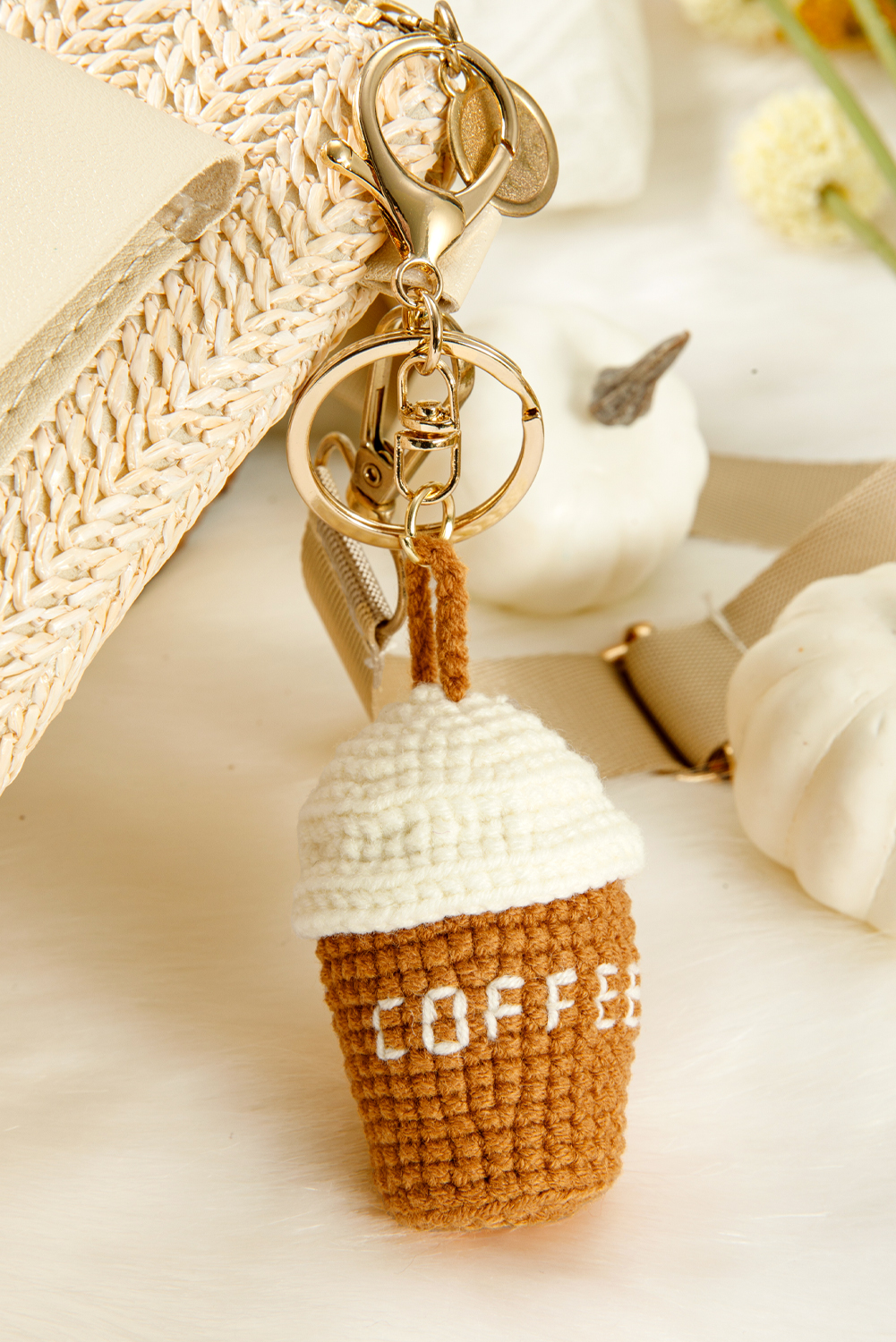 Thai Curry Crochet Coffee Pendent Keychain