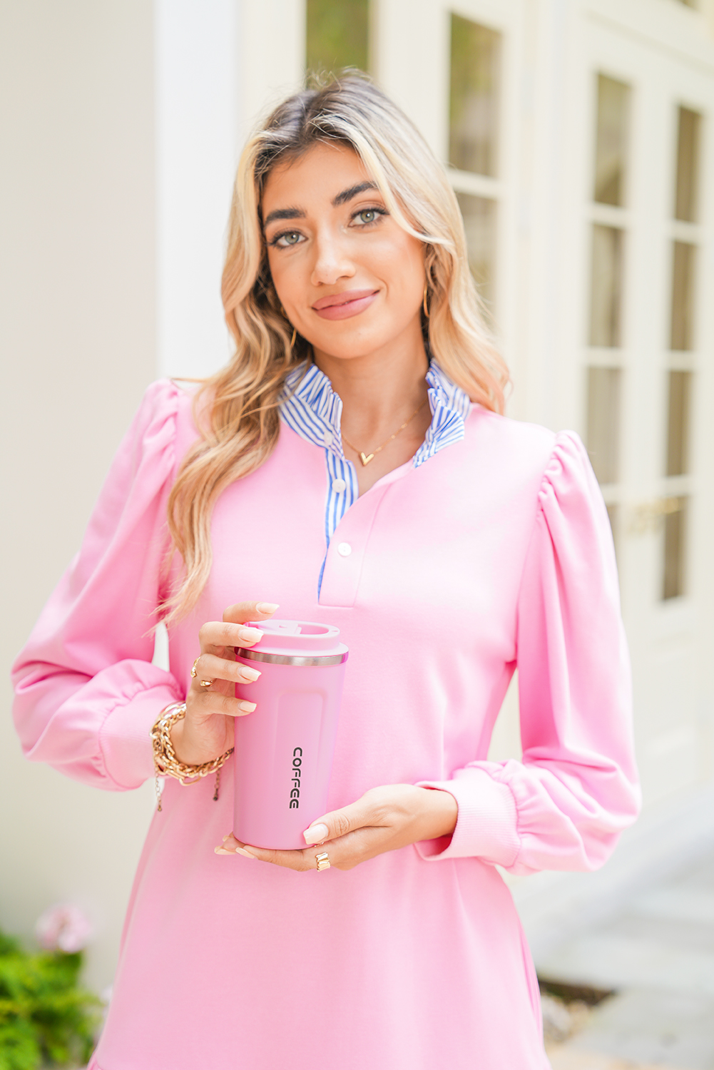 Pink 510ml Stainless Steel Insulated Reusable Travel Coffee Cup