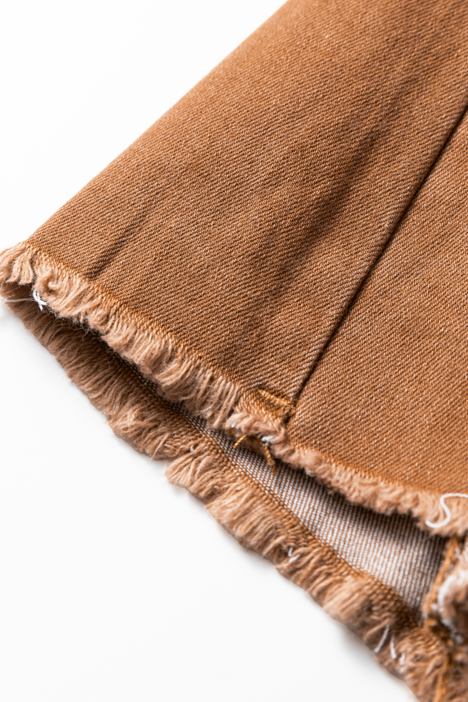 Coffee High Waist Button Fly Seamed Raw Hem Flare Jeans