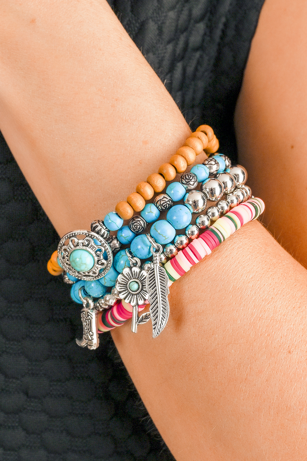 Turquoise Beading Western Multi Layer Bracelet