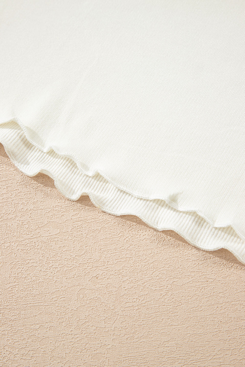 Black Ribbed Knit Lettuce Trim High Neck Long Sleeve Top