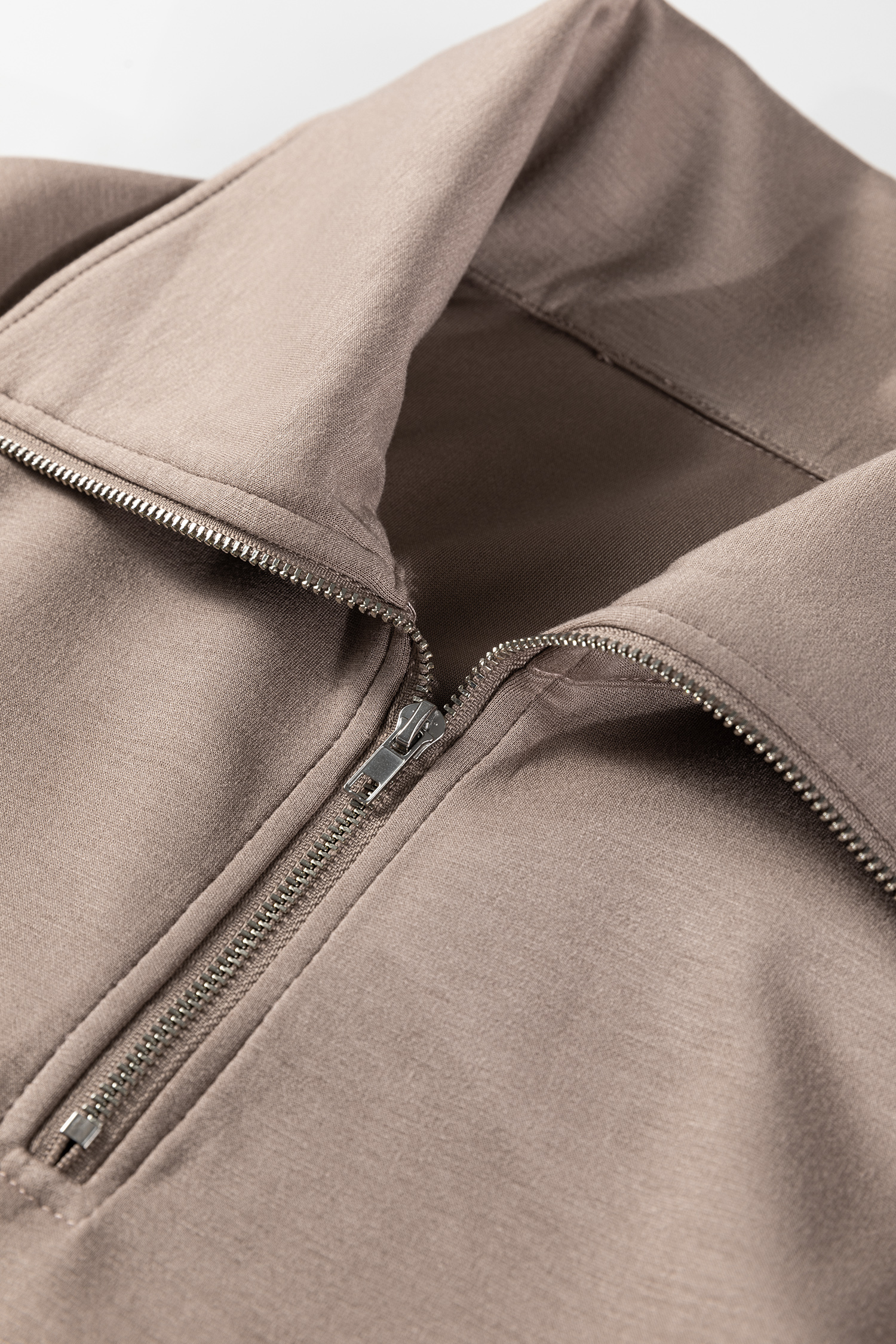 Black Zip Collar Long Sleeve Top Drawstring Pants Set